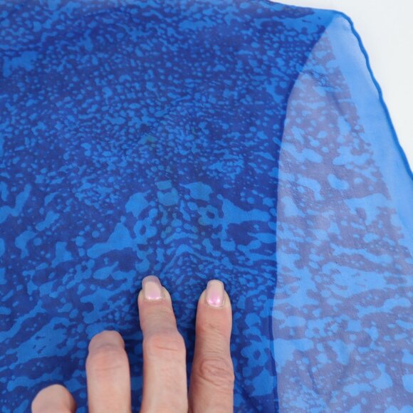Anne Klein Sheer Animal Print Scarf Blue Mob Wife Elegant Chic Classic Timeless - Picture 6 of 8